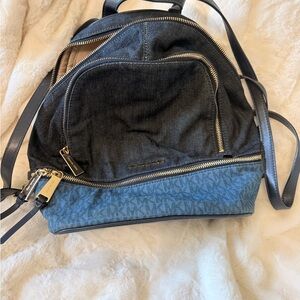 Michael Kors Denim and Black Backpack
